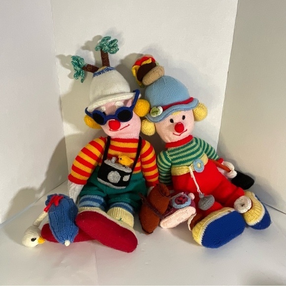 Jean Greenhowe Clown Dolls Knit Stuffed Plush Handmade Large Godfrey Alf - Picture 2 of 14
